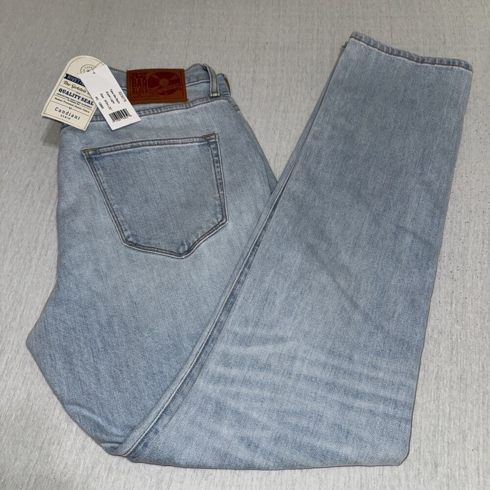 32 Bar Blues Jeans Men's 34x32 All Blues Straight Leg Candiani Denim BUTTON FLY